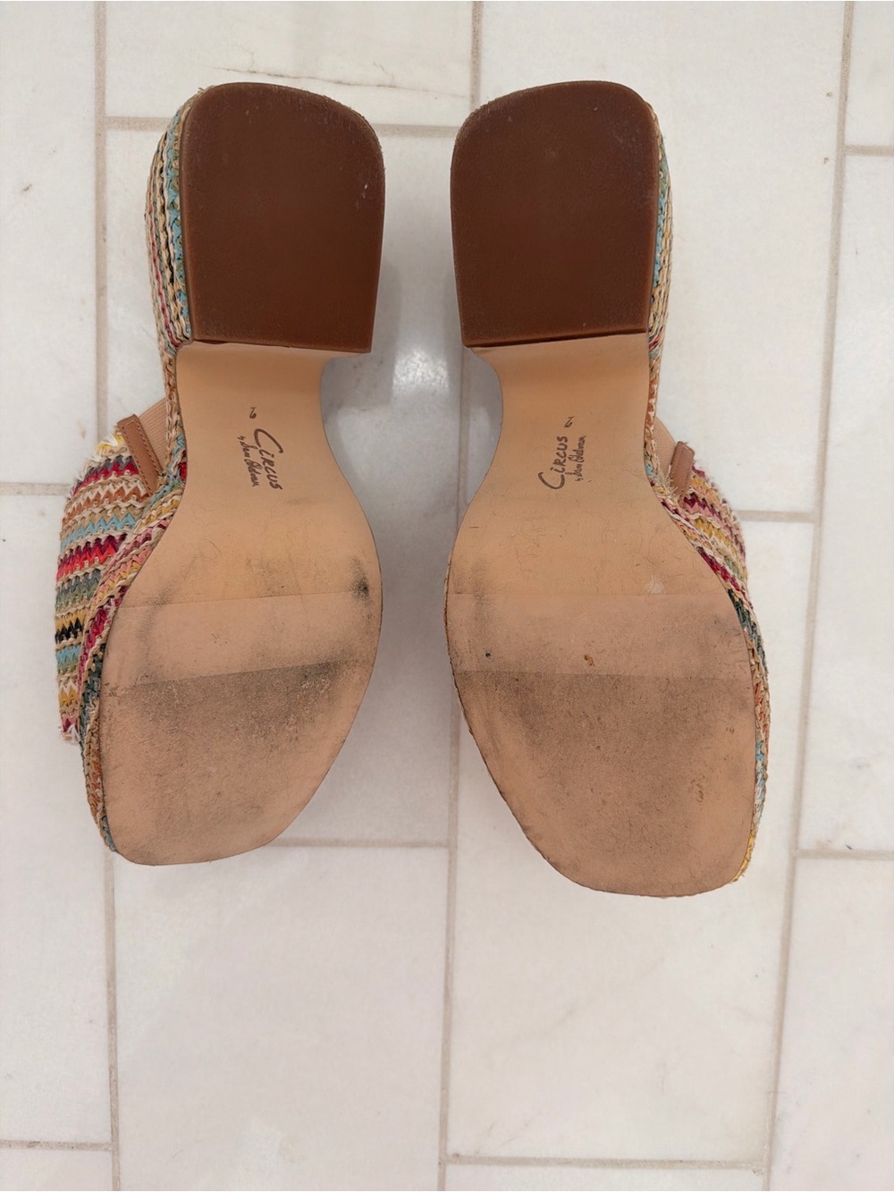 Sam Edelman Multicolor Woven Block Heel Mules - Picture 4 of 5